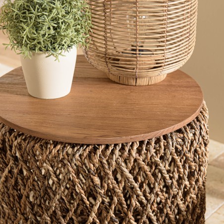 SIXTINE Round Side Table 50x50cm - Woven Coconut Fiber