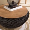 SIXTINE Round Coffee Table 65x65cm - Black Rattan