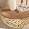 SIXTINE Round Coffee Table 65x65cm in Beige Rattan with Removable Top