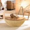 SIXTINE Round Coffee Table 80x80cm in Beige Rattan