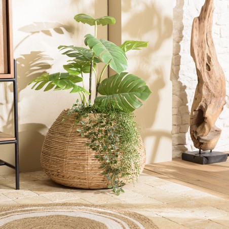 Cache pot SIXTINE en abaca naturel - Petit modèle
