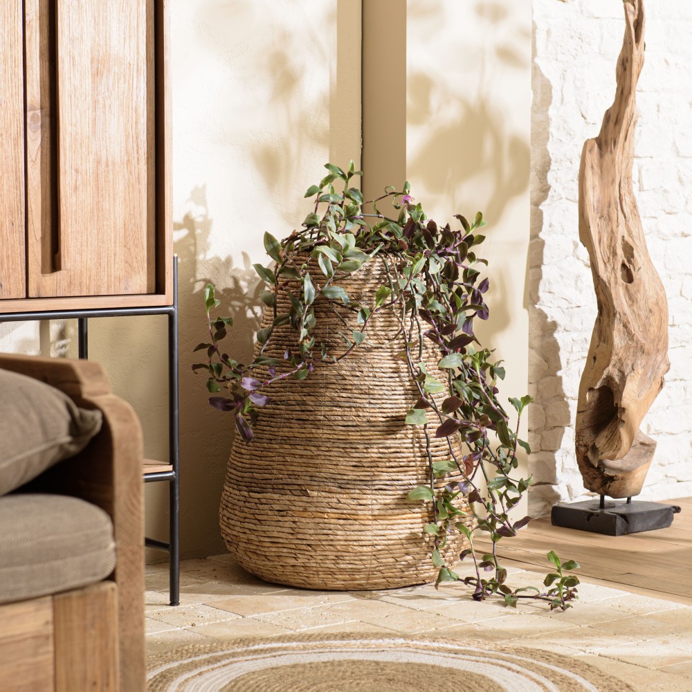 Cache pot SIXTINE en abaca naturel - Modèle moyen Cache pot SIXTINE en abaca naturel - Modèle moyen