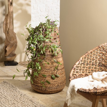 Cache pot SIXTINE - Grand modèle en abaca naturel