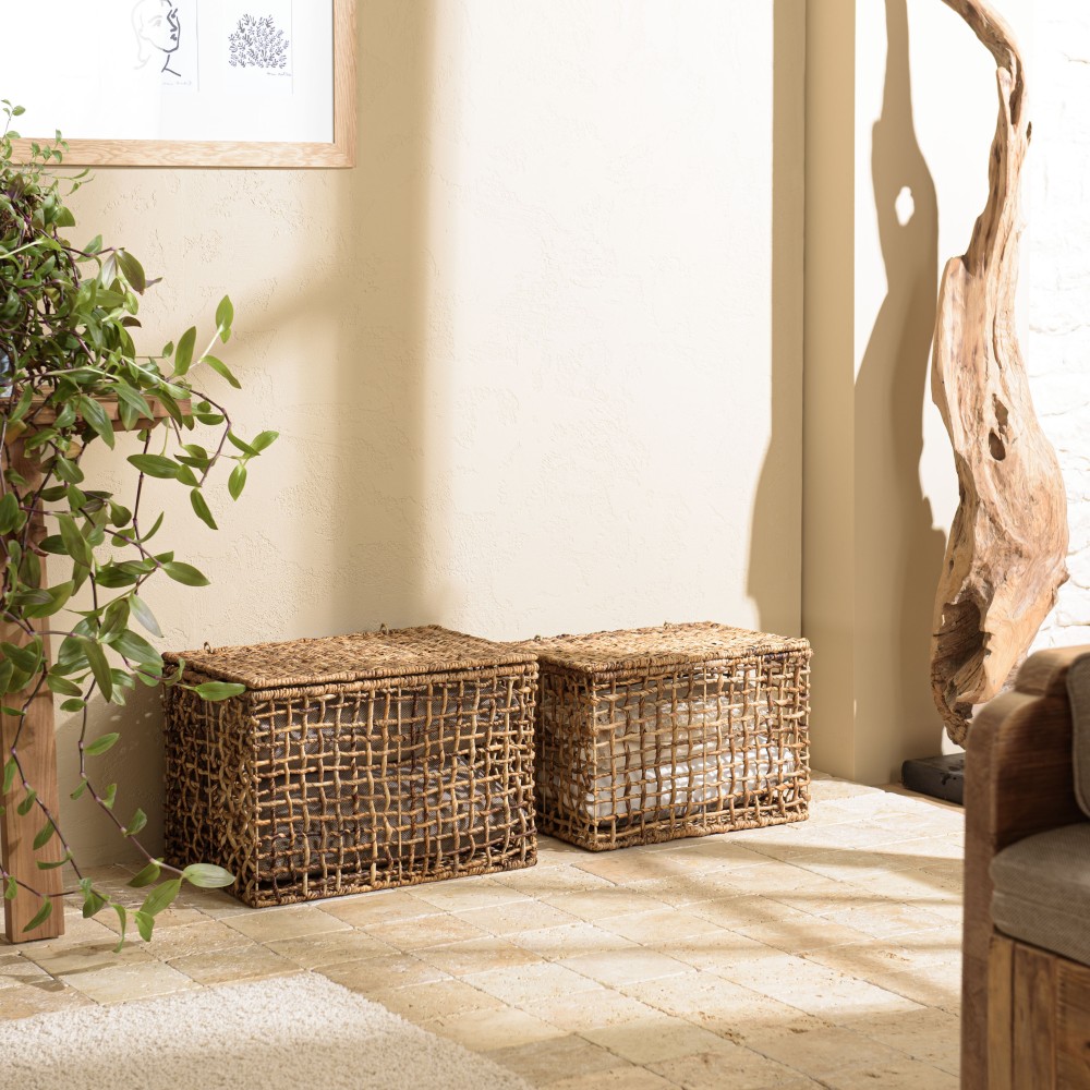 Set de 2 paniers de rangement SIXTINE en tissage naturel Set de 2 paniers de rangement SIXTINE en tissage naturel