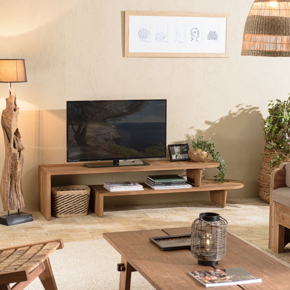 Meuble TV modulable SIXTINE en bois de teck recyclé Meuble TV modulable SIXTINE en bois de teck recyclé
