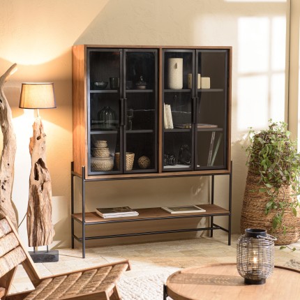 Buffet SIXTINE - 4 portes vitrées, 6 étagères, 1 niche