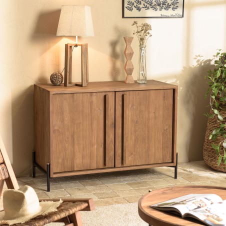 SIXTINE Sideboard - Recycled Teak Wood with Black Metal Legs