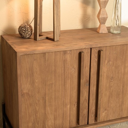 SIXTINE Sideboard - Recycled Teak Wood with Black Metal Legs