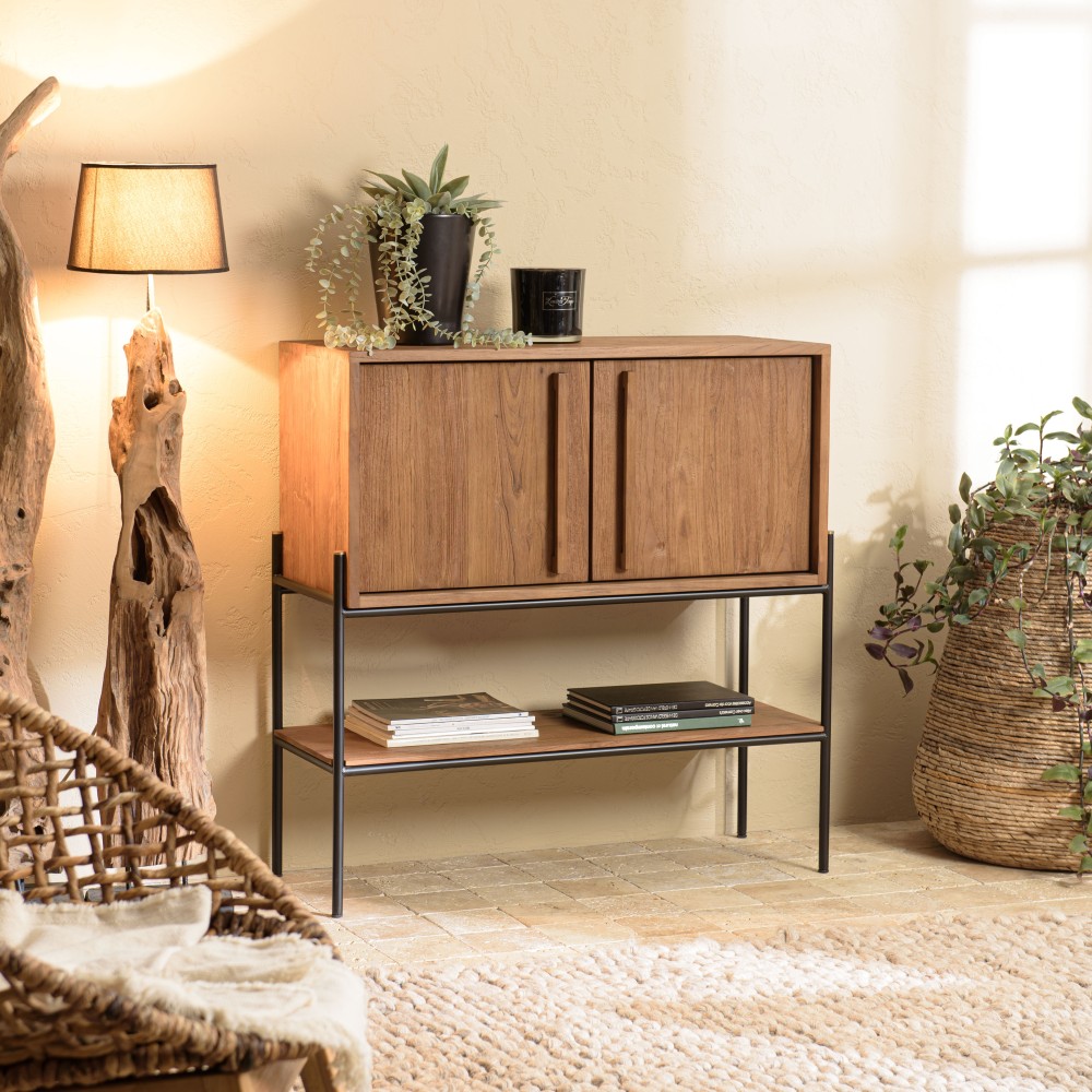 SIXTINE Sideboard - Natural Recycled Teak Wood - 2 Doors & 1 Niche SIXTINE Sideboard - Natural Recycled Teak Wood - 2 Doors & 1 Niche