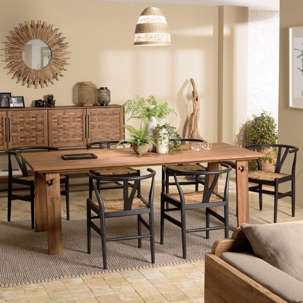 SIXTINE - Rectangular Dining Table 220x90cm in Recycled Teak Wood SIXTINE - Rectangular Dining Table 220x90cm in Recycled Teak Wood