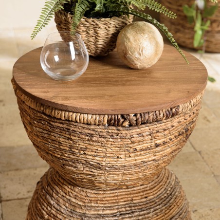 Tabouret SIXTINE en bois de teck recyclé