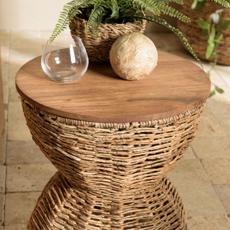 Tabouret SIXTINE en bois de teck recyclé