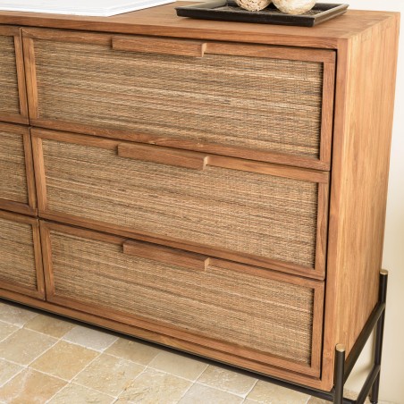 SIXTINE - 6-drawer Chest in Recycled Teak Wood