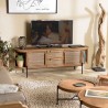 SIXTINE Rounded TV Stand in Recycled Teak Wood - 2 Doors, 2 Drawers