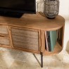 SIXTINE Rounded TV Stand in Recycled Teak Wood - 2 Doors, 2 Drawers