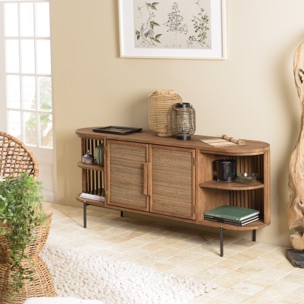 Buffet arrondi en bois de teck recyclé SIXTINE