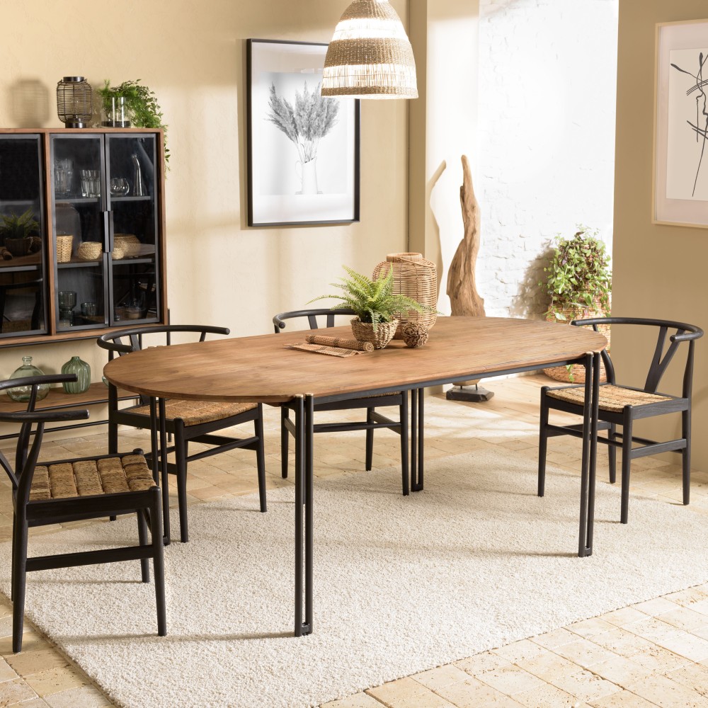 Table à manger ovale SIXTINE 200x105cm en bois de teck recyclé Table à manger ovale SIXTINE 200x105cm en bois de teck recyclé