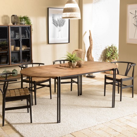 Table à manger ovale SIXTINE 200x105cm en bois de teck recyclé