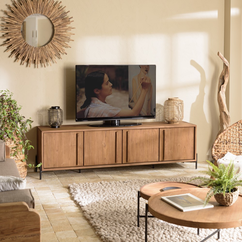 SIXTINE TV Stand - Recycled Teak Wood - 4 Doors SIXTINE TV Stand - Recycled Teak Wood - 4 Doors