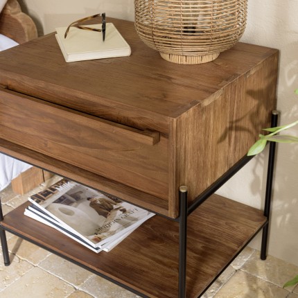 Table de chevet SIXTINE en bois de teck recyclé