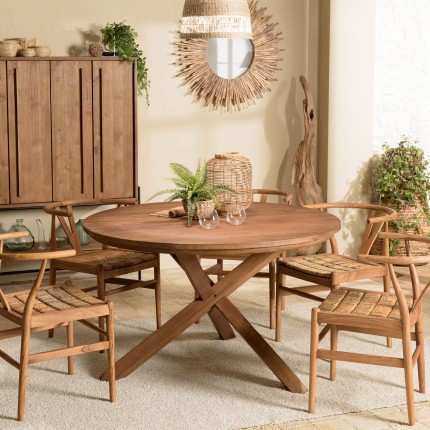 SIXTINE Round Dining Table 130x130cm - Recycled Teak Wood
