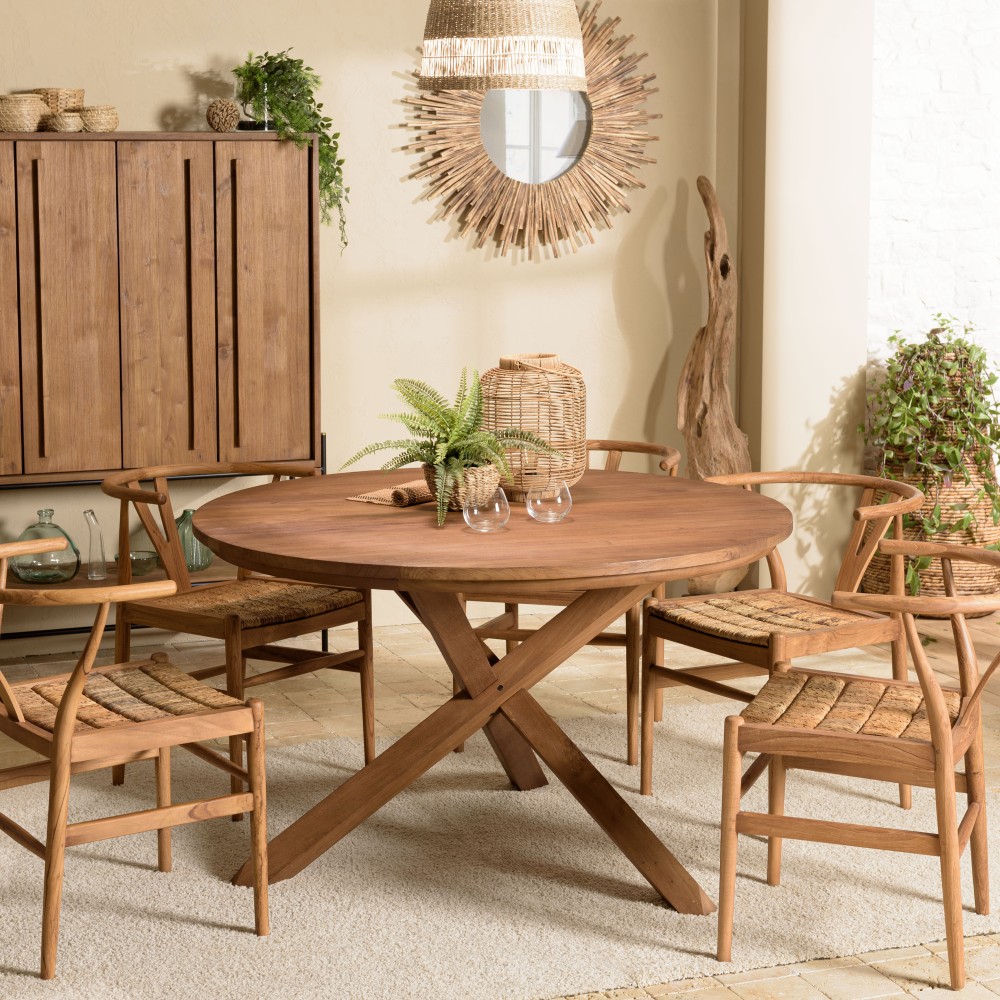 SIXTINE Round Dining Table 130x130cm - Recycled Teak Wood SIXTINE Round Dining Table 130x130cm - Recycled Teak Wood