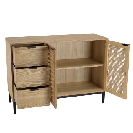 MARCEAU Sideboard with 3 Drawers and 2 Doors - Natural Cane Finish