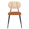AGATHE Set of 2 Black Metal Chairs with Amber Orange Velvet Seats