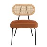 Fauteuil AGATHE - Métal noir et velours orange ambré