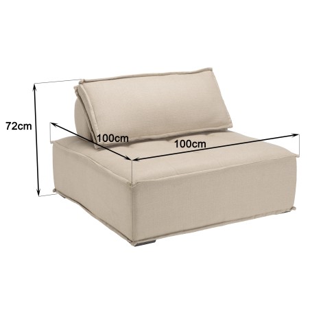 AGATHE Beige Upholstered Footstool 100x100cm - Comfortable Seating