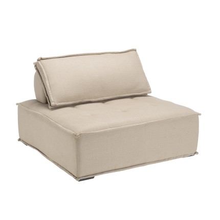 AGATHE Beige Upholstered Footstool 100x100cm - Comfortable Seating