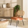 Fauteuil AGATHE - Métal noir et velours orange ambré