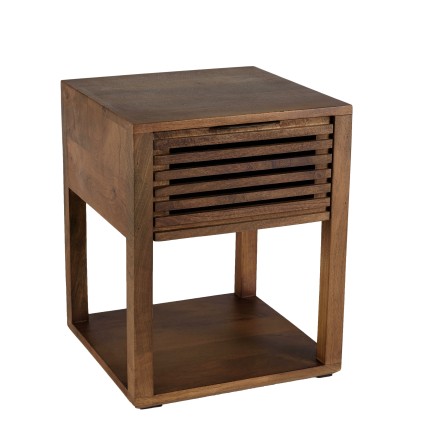 ALIX Mango Wood Bedside Table with 1 Open Drawer