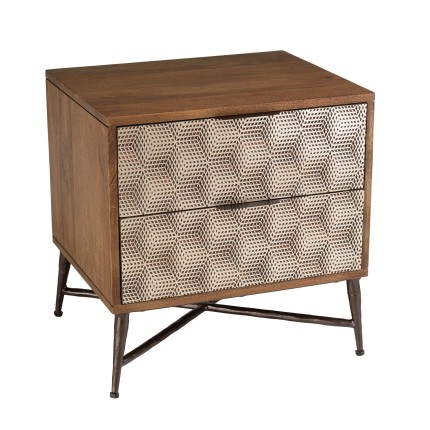 ALIX Bedside Table - Mango Wood with 2 Drawers