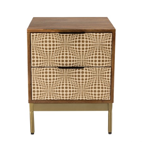ALIX Mango Wood Bedside Table with 2 Drawers - Ethnic Patterns