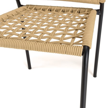 VIANNEY Set of 2 Beige Woven Rope Garden Chairs - Trendy Outdoor Furniture