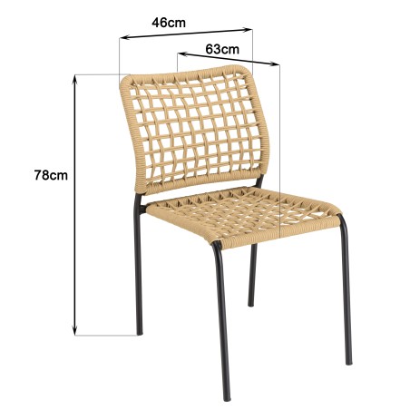 VIANNEY Set of 2 Beige Woven Rope Garden Chairs - Trendy Outdoor Furniture