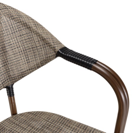 Lot 2 chaises jardin bistrot acier textilène taupe