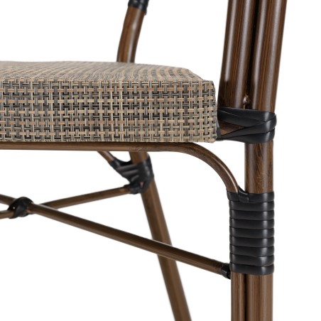 Lot 2 chaises jardin bistrot acier textilène taupe