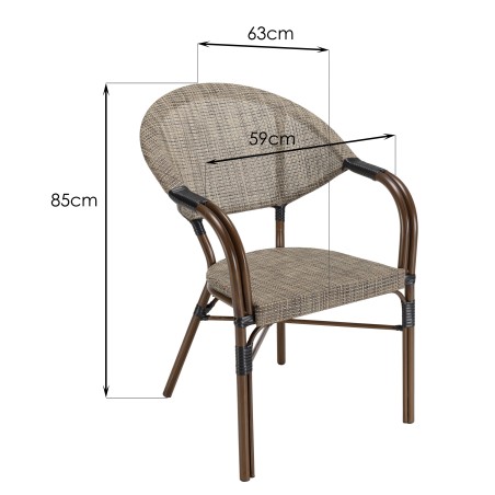 VIANNEY - Set of 2 Taupe Steel Bistro Garden Chairs