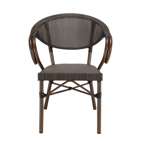 VIANNEY Set of 2 Brown Steel Bistro Garden Chairs