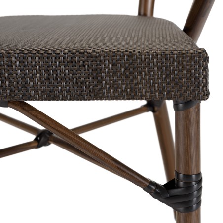 VIANNEY Set of 2 Brown Steel Bistro Garden Chairs