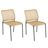 VIANNEY Set of 2 Beige Woven Rope Garden Chairs - Trendy Outdoor Furniture