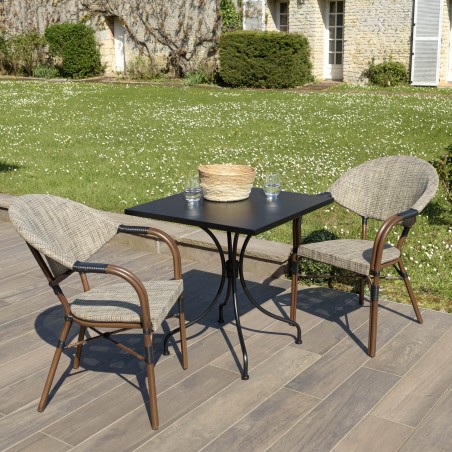 Salon de jardin VIANNEY en acier - 2 personnes - 70x70cm