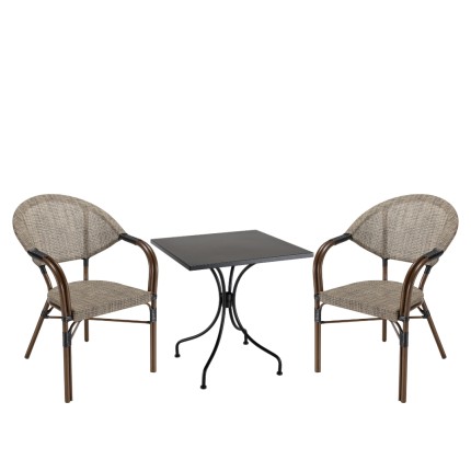 Salon de jardin VIANNEY en acier - 2 personnes - 70x70cm