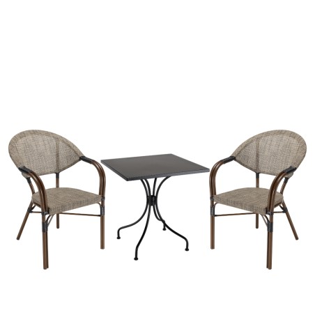 Salon de jardin VIANNEY en acier - 2 personnes - 70x70cm