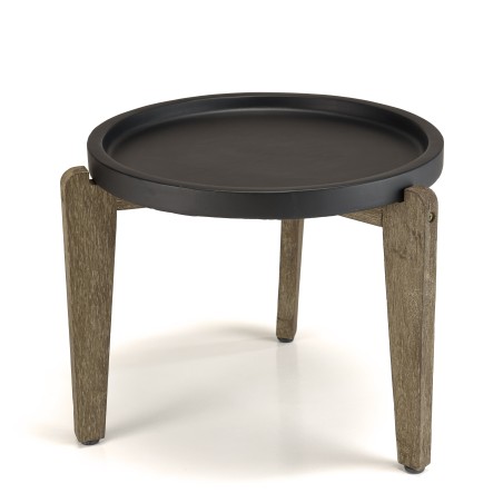 Table d’appoint HECTOR 55x52cm béton noir acacia