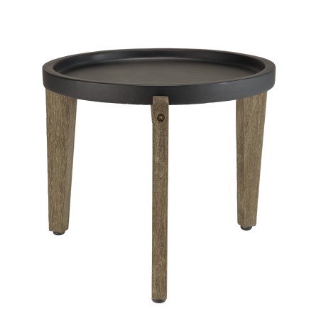 HECTOR Side Table 55x52cm - Black Concrete Top with Acacia Legs