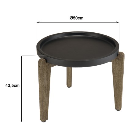 Table d’appoint HECTOR 55x52cm béton noir acacia