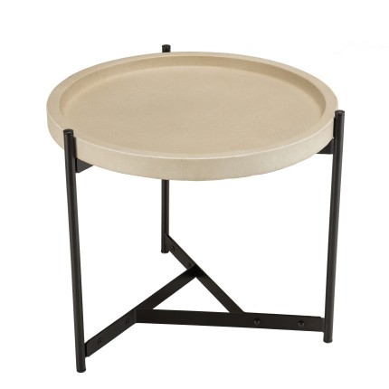 Table d’appoint HECTOR 52x50cm béton beige métal noir